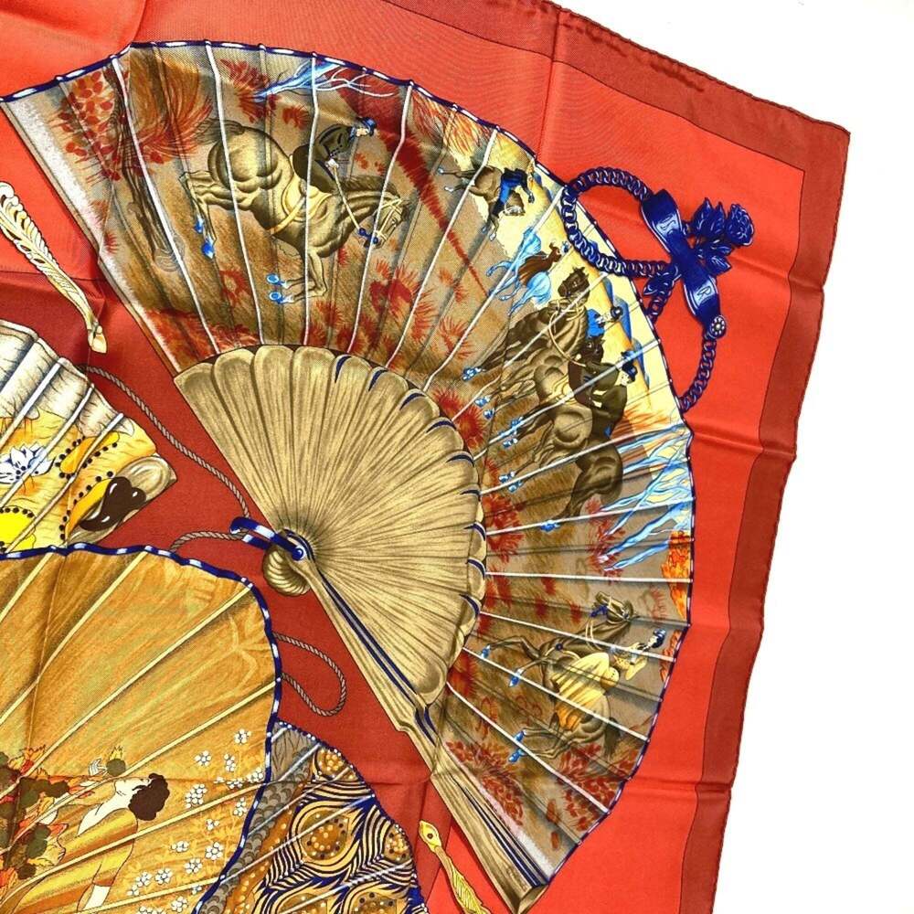 HERMES Red Silk Scarf - Picture 6 of 13